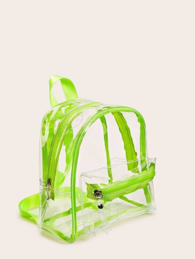 حقيبة ظهر نيون لايم شفافة