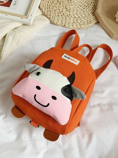 Girls 3D Cartoon Cow Decor Backpack