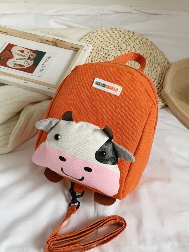 Girls 3D Cartoon Cow Decor Backpack