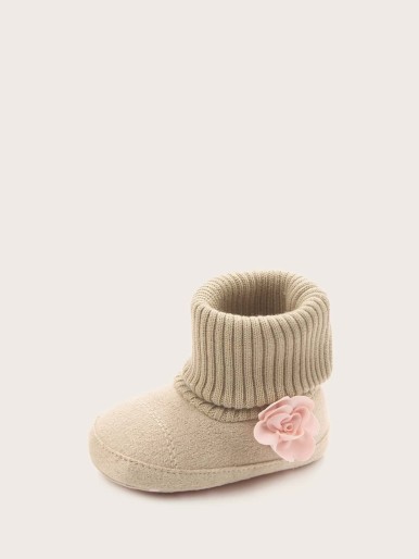 Baby Girl Floral Applique Decor Boots