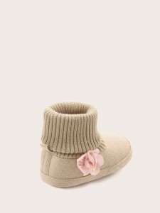 Baby Girl Floral Applique Decor Boots