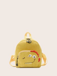 Kids Dinosaur Pocket Front Corduroy Backpack