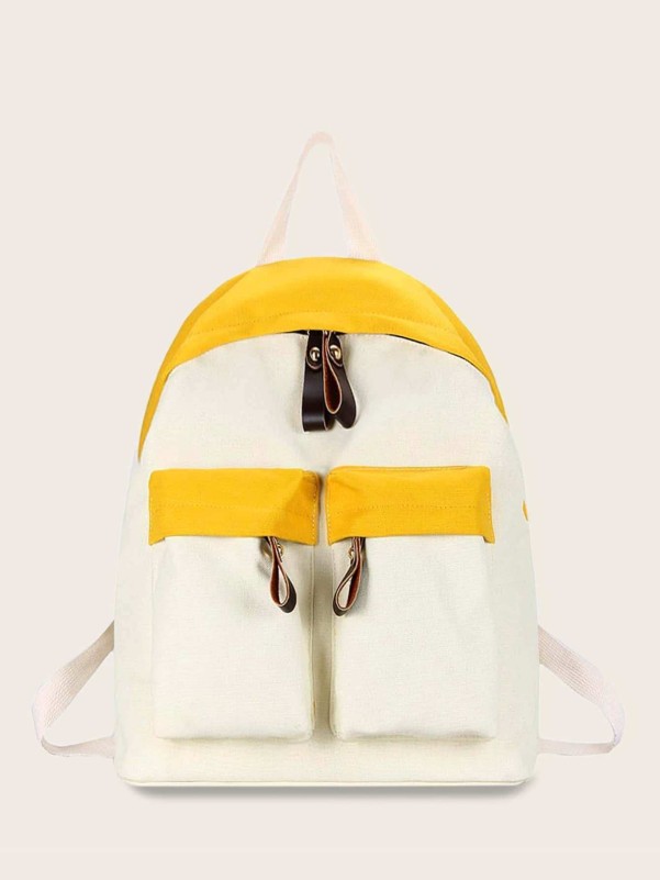 Double Pocket Two Tone Backpack