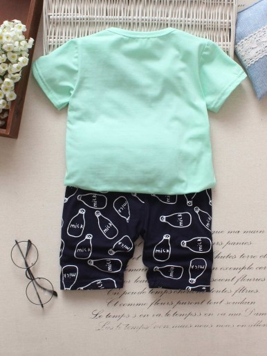 Toddler Boys Feeder Print Tee With Shorts