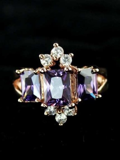 Purple Diamond Gold Fashion Ring