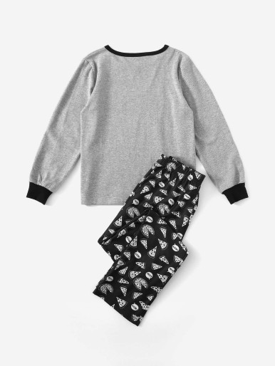 Boys Graphic & Letter Print Pajama Set