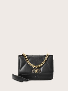 Chain Decor Quilted Satchel Bag