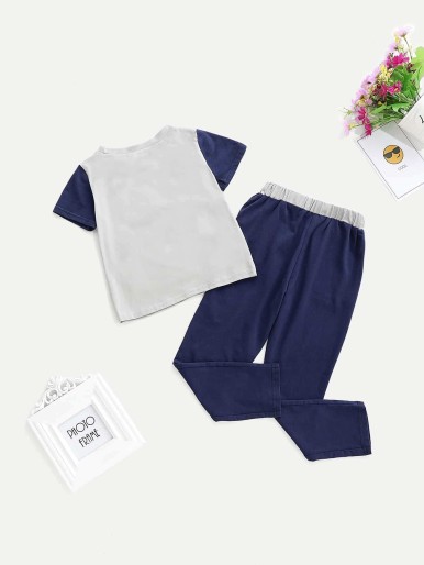 Toddler Boys Letter Print  Tee With Pants