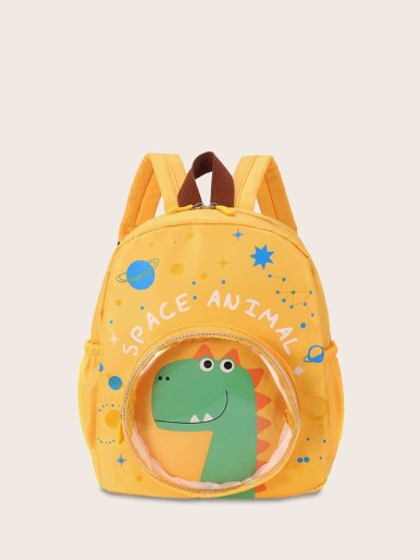 Kids Dinosaur Graphic Pocket Front Backpack