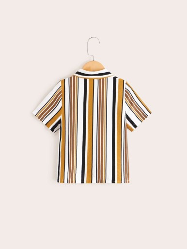 Toddler Boys Vertical-striped Short Sleeve Shirt