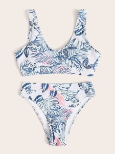 Girls Tropical Print Bikini Swimsuit