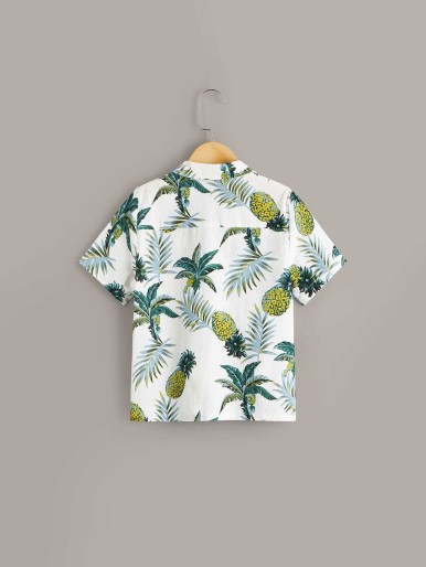 Boys Notch Collar Tropical Shirt