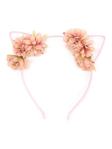 Flower Embellished Cat Ear Headband