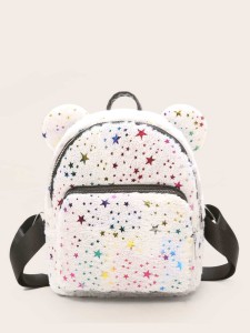 Girls Star Pattern Fluffy Backpack