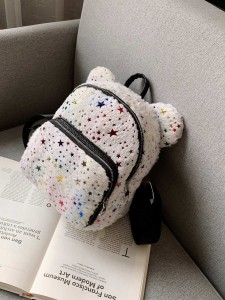 Girls Star Pattern Fluffy Backpack