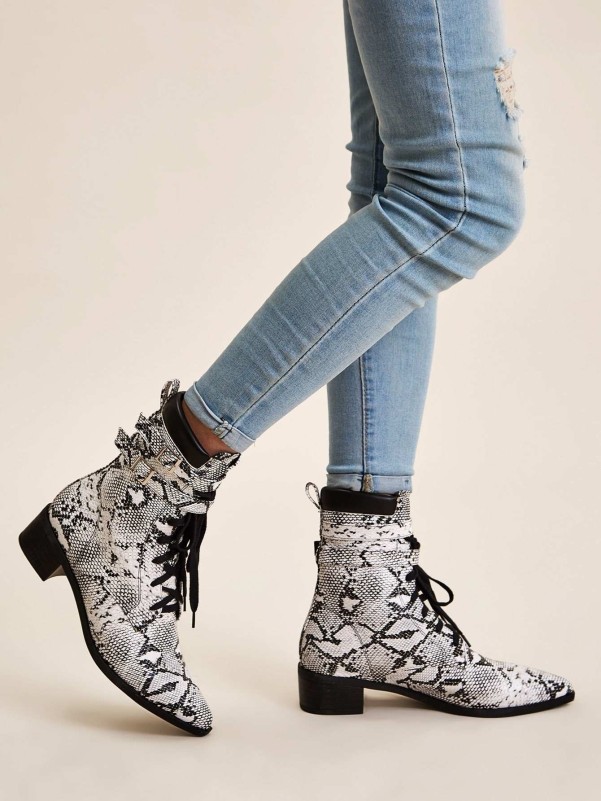 Snakeskin lace up on sale boots