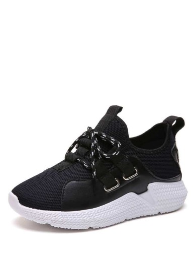 Lace Up PU Panel Sneakers
