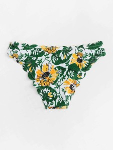 Floral Print Scalloped Trim Swimming Panty