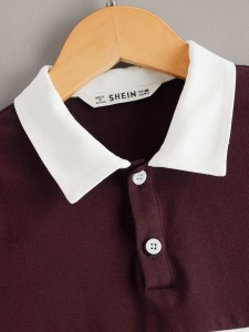 Boys Contrast Collar Cut-and-sew Polo Shirt