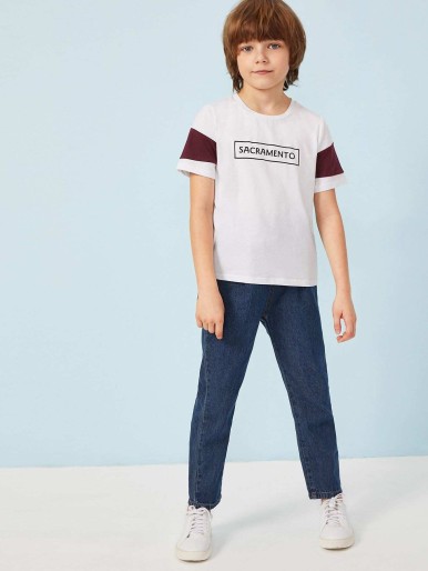 Boys Two Tone Letter Tee