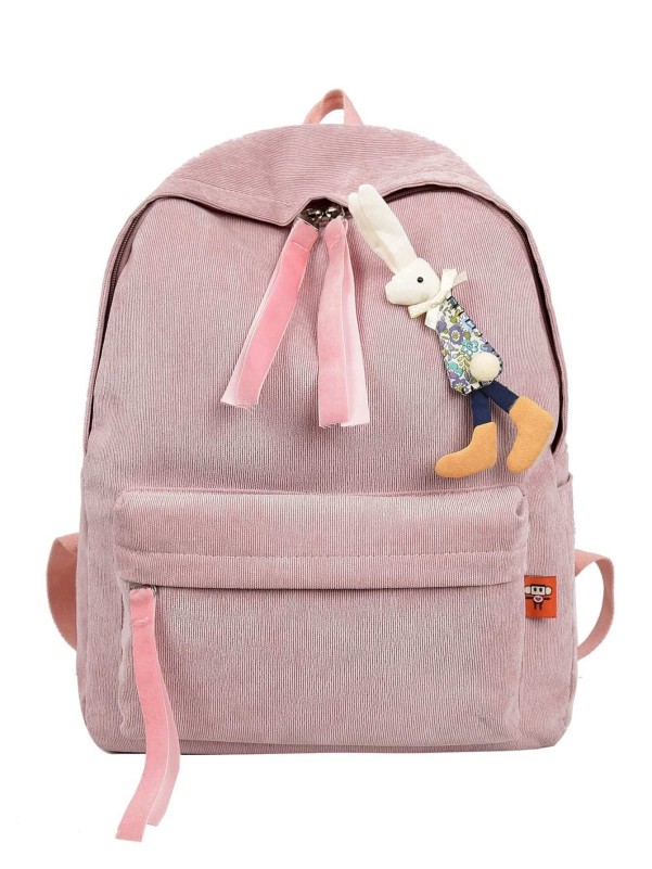 Kids Rabbit Patch Decor Corduroy Backpack