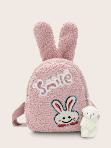 Girls Rabbit & Letter Graphic Backpack