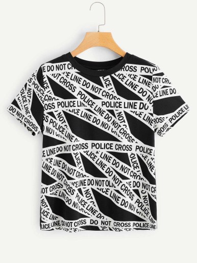 Caution Tape Print T-shirt