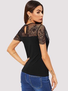 Lace Off Shoulder Top With Bow Design