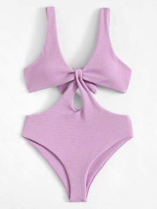 Flat Knotted One Piece & Monokinis Purple Swimsuit