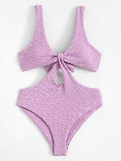 Flat Knotted One Piece & Monokinis Purple Swimsuit