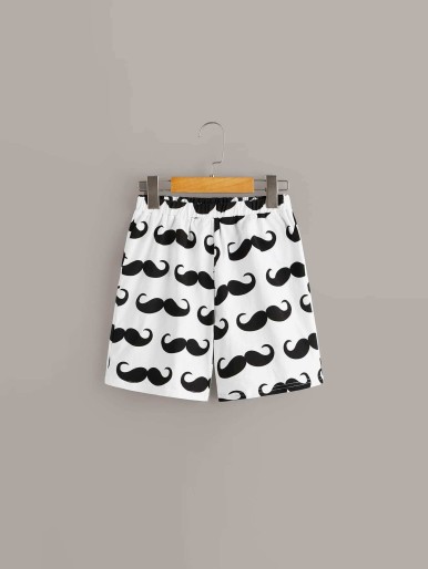 Boys Mustache & Letter Print Pajama Set