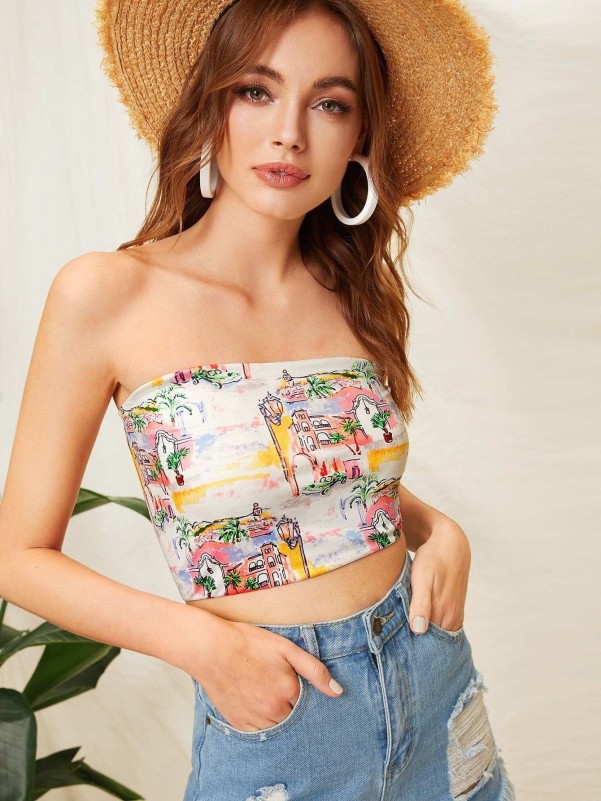 Tropical Print Bandeau