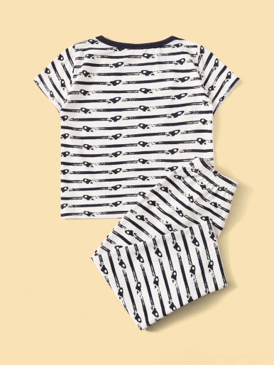 Toddler Boys Lion Graphic Striped Pajama Set