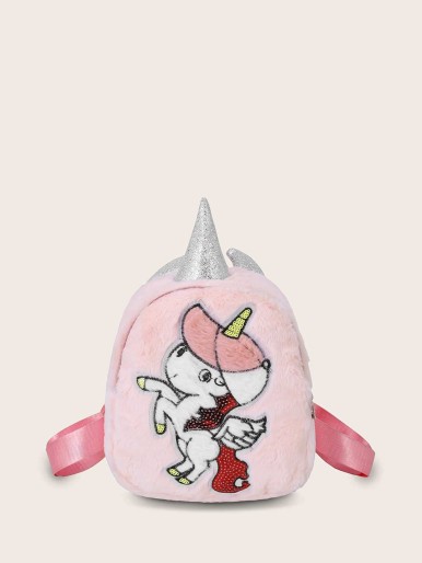 Girls Unicorn Design Fluffy Backpack