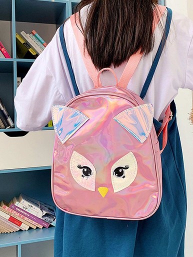 Girls Owl Detail Laser Backpack