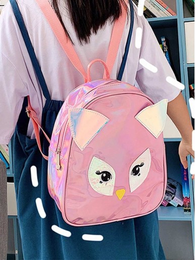 Girls Owl Detail Laser Backpack