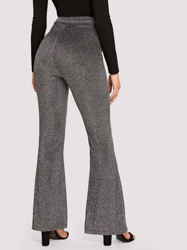 Slit Flared Hem Seamed Pants