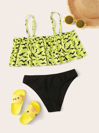 Girls Geo Flounce Bikini Set