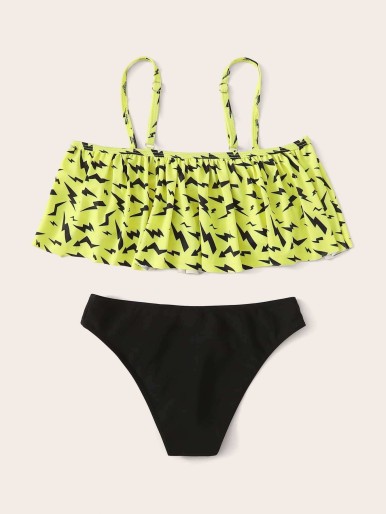 Girls Geo Flounce Bikini Set