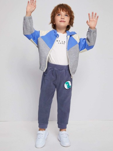 Toddler Boys Cut And Sew Hooded Jacket