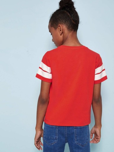 Boys Colorblock Striped Tape Detail Top