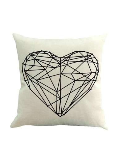 Geometric Heart Print Pillowcase Cover