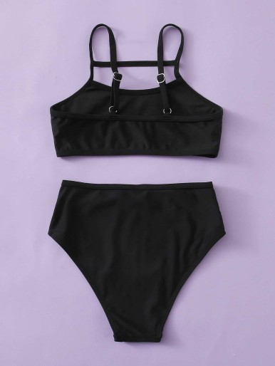 Girls Cut-out High Waisted Bikini Swimsuit