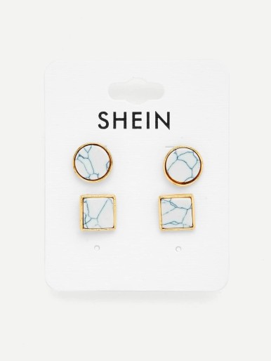 Geometric Design Stud Earring Set 2pairs