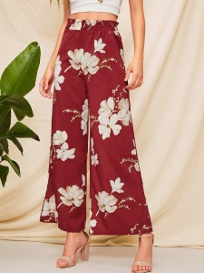 Wide Leg Floral Print Pants