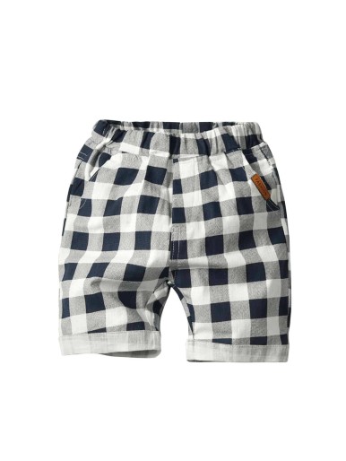 Many Colorful Casual Gingham Toddler Boy Shorts Patched