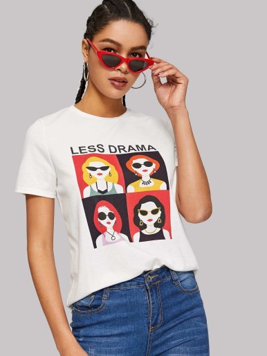 Letter and Cartoon Tee