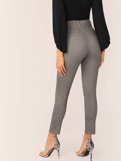 SHEIN Wide Band Waist Button Front Skinny Pants