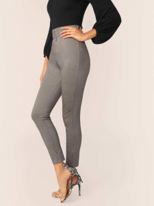 SHEIN Wide Band Waist Button Front Skinny Pants