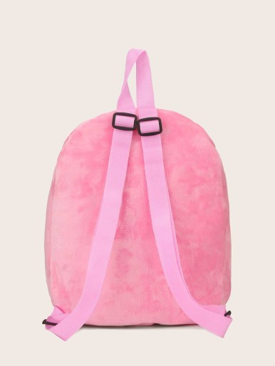 Girls Flamingo Decor Fuzzy Backpack